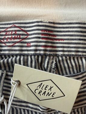 100% Linen Alex Crane Men's Striped  Grey and White Chinos, NWT